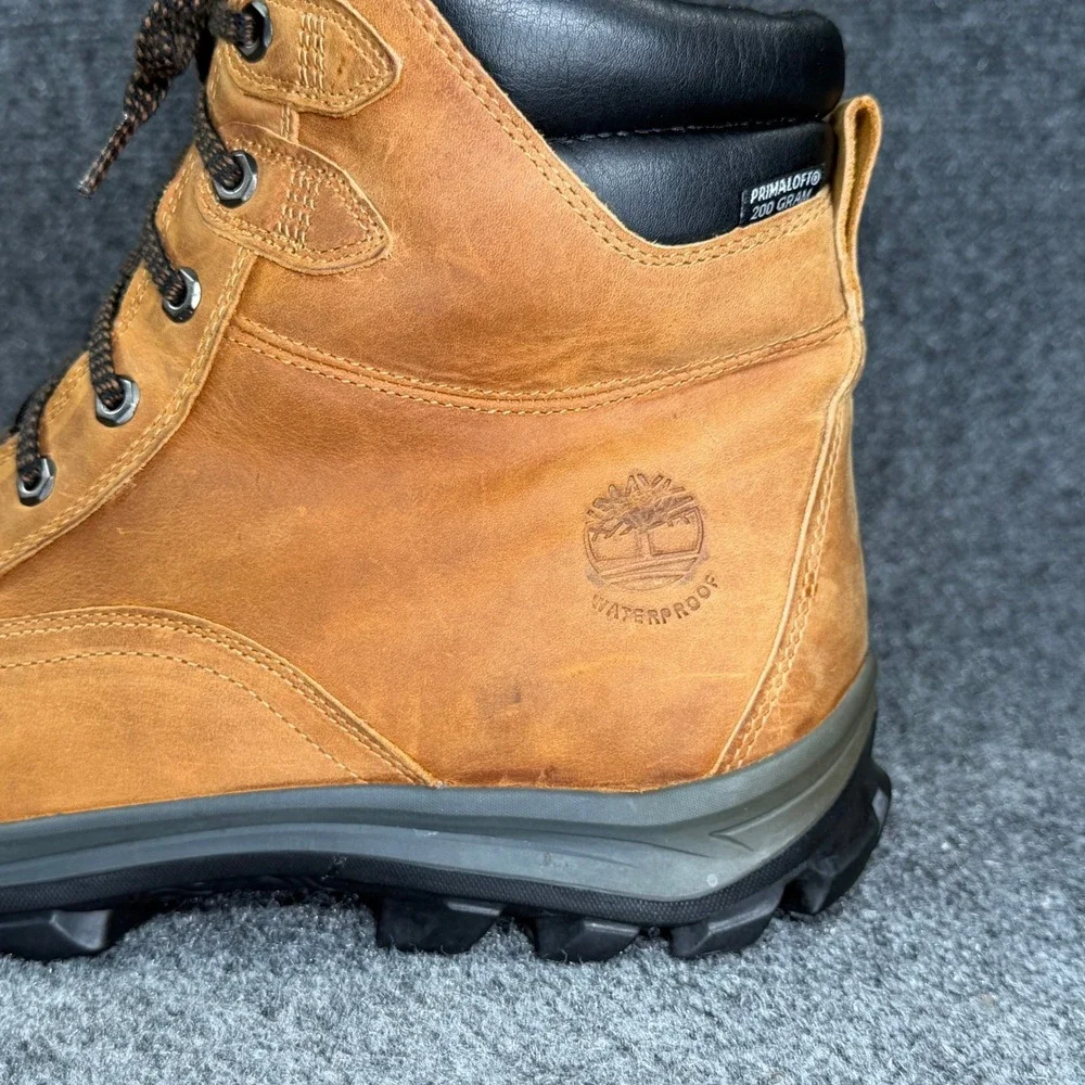 Timberland Premium Waterproof Boots Men's 15 Brown Leather Lace Up Work Hiking